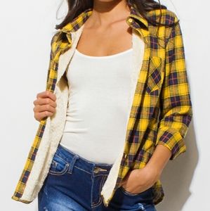 Faux Fur Lined Flannel Top